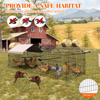 Poulailler Garvee 100x330x100cm – Acier galvanisé avec 3 compartiments et 4 portes pour poules et lapins