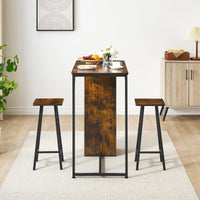 Ensemble table et chaises de bar Garvee avec triple rangement, ensemble bistro pour 2 personnes, structure robuste en fer, plateau en MDF, coussins ergonomiques, compact pour cuisine et bistro.