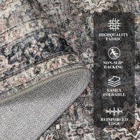 Tapis Garvee lavable style vintage pour salon, chambre, cuisine, poils plats, antidérapant, antitache, aspect doux et usé, design moderne, disponible en plusieurs tailles et couleurs