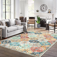Tapis de couloir Garvee 200 x 290 cm, lavable, motif floral vintage, pour chambre ou cuisine, antidérapant
