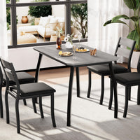 Ensemble table et chaises de salle à manger Garvee pour 4 personnes, structure en métal, design biseauté, gain de place, bois durable, ergonomiques, idéal pour les petites pièces.