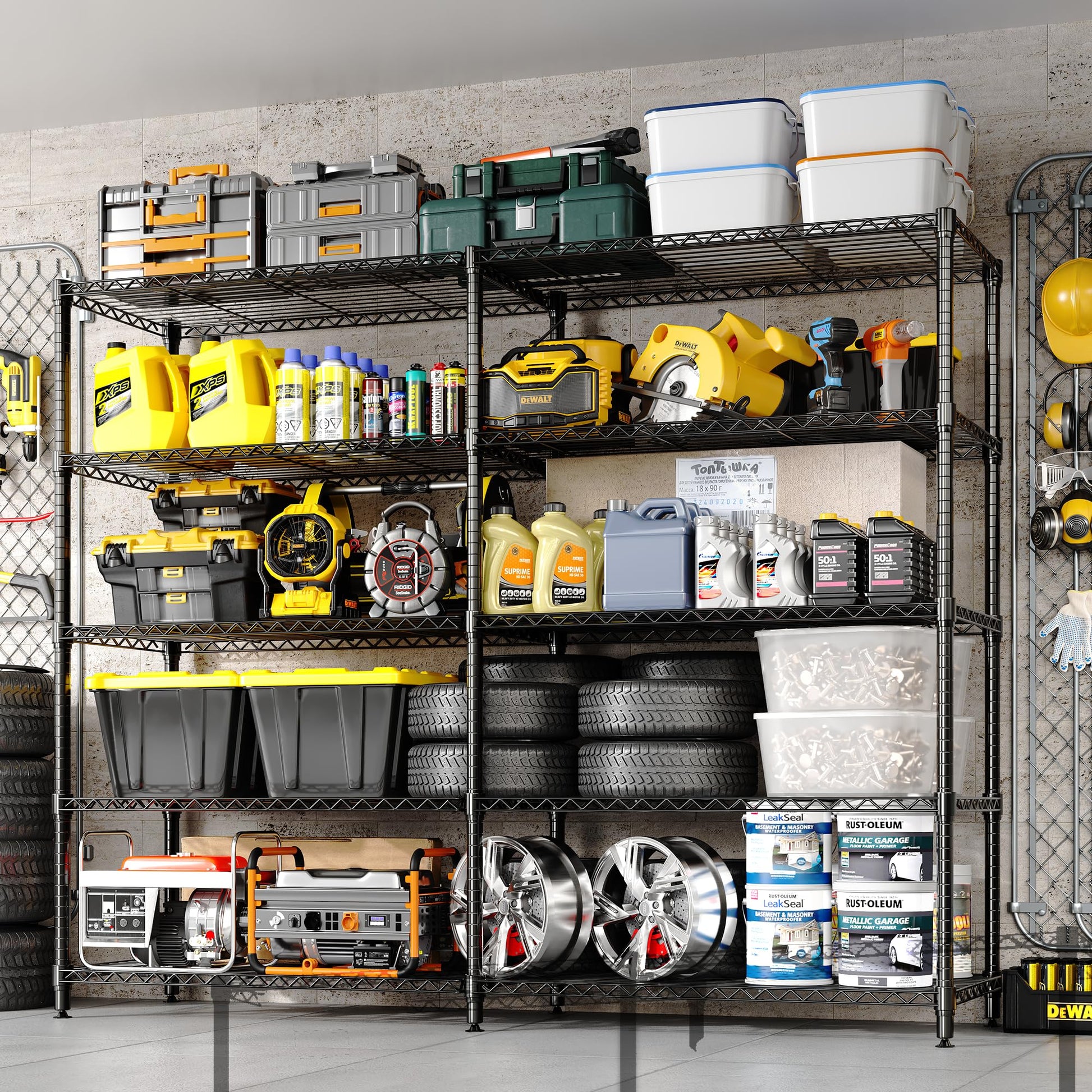 Garvee Étagère métallique en L, 5 niveaux réglables, hauteur 179 cm, capacité 601 kg, pour cuisine, bureau et garage