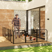 Garvee Parc pour Chien 102 cm, 8 Panneaux en Métal Robuste, Enclos Intérieur/Extérieur pour Chiot, Camping-Car, Jardin et Cour