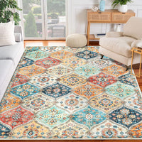 Tapis Garvee Vintage Lavable 5x7 Oriental Antidérapant Doux Polyester Pour Chambre Salon