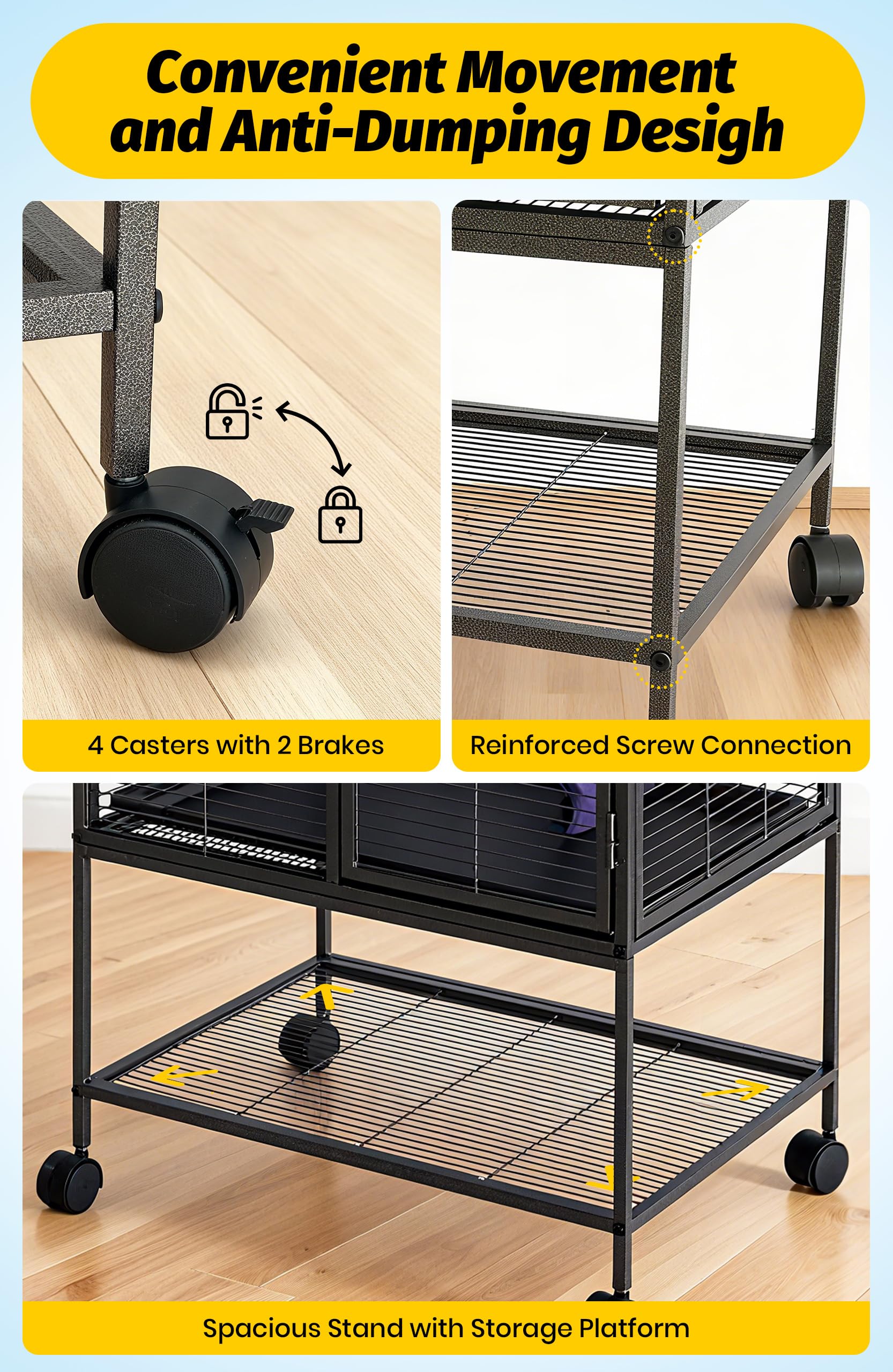 Cage Garvee pour petits animaux, en métal, 86 cm de hauteur, à plusieurs étages avec rampes et plateau amovible, pour hamsters, lapins, furets, cochons d'Inde et hérissons. Sans BPA.