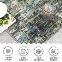 Tapis Garvee moderne lavable, motif abstrait, pour salon, chambre ou chambre d'enfant, 120 x 170 cm, bleu-gris, polyester