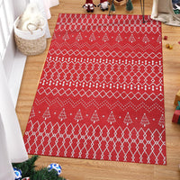 Tapis rouge moderne Garvee à motif flocons de neige, 100 % chenille de polyester, antidérapant en TPR, 80 x 150 cm, salon et entrée