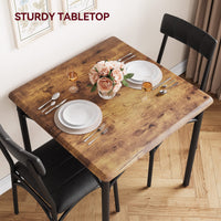 Ensemble de salle à manger Garvee pour 2 personnes, table de cuisine carrée marron rustique avec chaises rembourrées, structure robuste en MDF et acier, gain de place