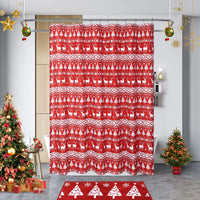 Rideau de douche Garvee Noël avec motif sapin et cerf, imperméable, magnétique, 89 x 183 cm, rouge et blanc, décoration de salle de bain