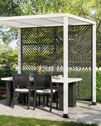 Garvee Paravent extérieur métal 183x102cm, autoportant 4 panneaux, résistant aux intempéries, écran d’intimité pour terrasse balcon, noir