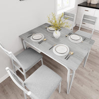 Ensemble de salle à manger Garvee pour 4 personnes, table carrée avec 4 chaises rembourrées, MDF et métal, gain de place et stable, pour les petites pièces et les cuisines.