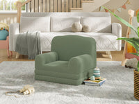 Fauteuil-canapé enfant Garvee en sherpa réversible avec housse lavable, motif couronne, idéal pour la salle de jeux et la chambre d'enfant. Léger, confortable et pliable.