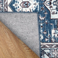 Tapis de couloir oriental vintage Garvee, anti-taches et lavable, pour salon et bureau, bleu marine, 160 x 230 cm