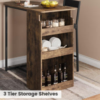 Ensemble table et chaises de bar Garvee avec plateau semi-circulaire rétro, étagère à 3 niveaux, tabourets recouverts de cuir pour la cuisine et le bureau, compact et moderne