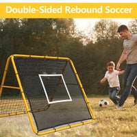 Garvee Filet de rebond de football 120 x 120 cm, angle réglable, double face, cadre en acier, filet en PE tous temps