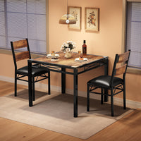 Ensemble table et chaises Garvee pour 2 personnes avec chaises rembourrées, protections d'angle, structure robuste en MDF, ergonomique, gain de place, marron, pour cuisine et appartement