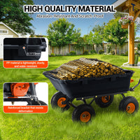 Garvee Chariot-benne de jardin 363 kg, cadre en acier robuste, roues tout-terrain 25,4 cm, benne grillagée pour jardin, ferme et travaux extérieurs