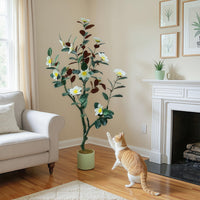 Magnolia artificiel Garvee de 1,5 m, floraison réaliste, entretien facile, pour la maison et le bureau, vert