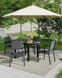 Ensemble de 2 chaises de jardin empilables Garvee en métal avec revêtement Textilène résistant aux UV, légères et résistantes aux intempéries, structure en aluminium, noires.