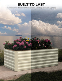Jardinière surélevée galvanisée Garvee 182 x 91 x 61 cm (6 x 3 x 2 pi), hauteur 61 cm (24 po), en métal durable antirouille, beige, pour fleurs, herbes et légumes de jardin.