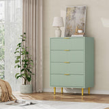 Garvee commode 4 Tiroirs Moderne façade ondulée MDF avec Glissières Métal Silencieuses pour Salon/Chambre, Fixation Murale, Vert - vert olive