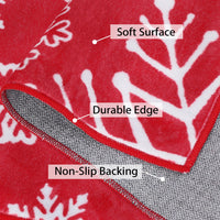 Tapis de couloir Garvee Soft Christmas à motif flocons de neige, lavable et antidérapant, idéal pour l'entrée et la cuisine, 60 x 230 cm, rouge