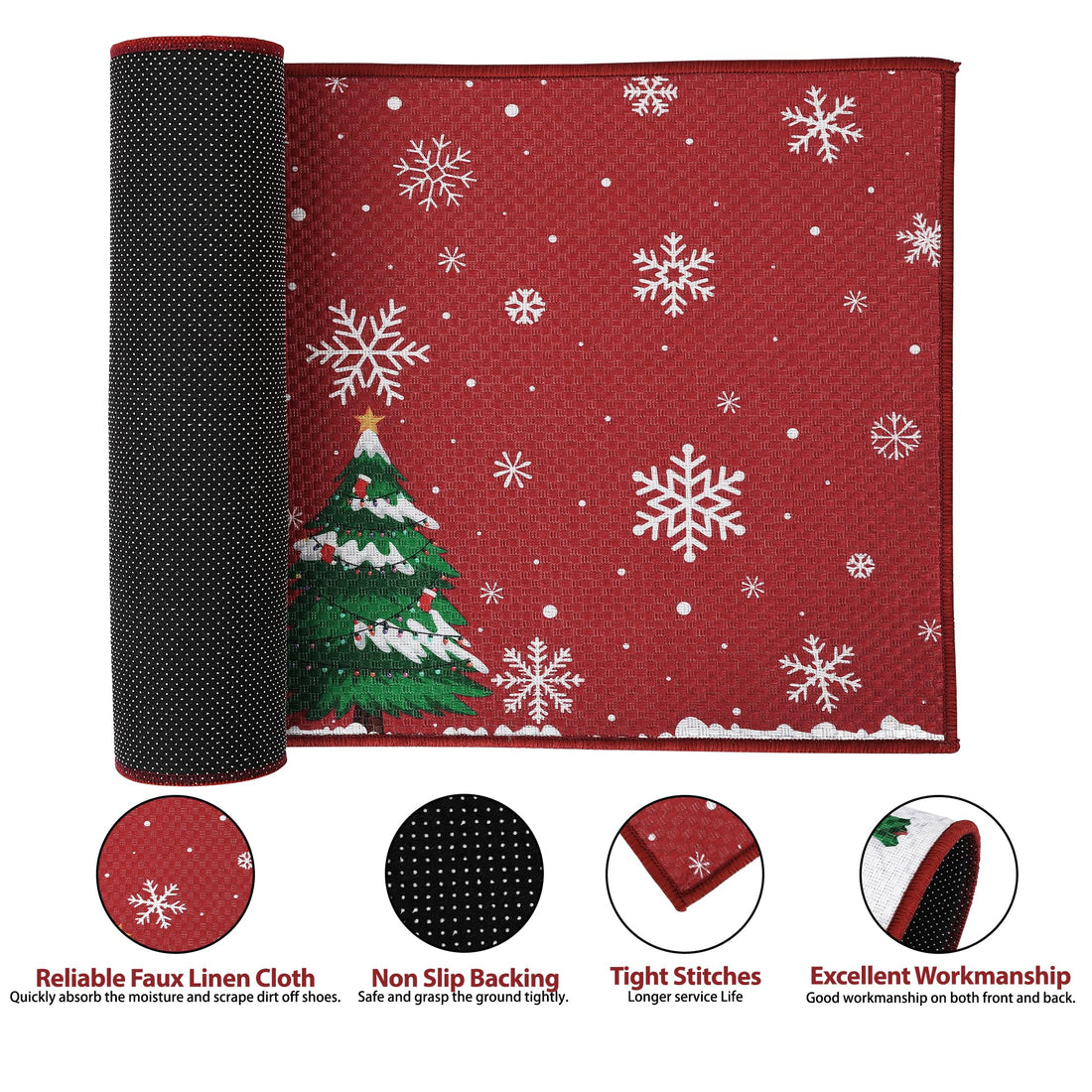 Tapis de porte de Noël Garvee avec motif Père Noël, antidérapant, pour l'intérieur et l'extérieur, 40 x 60 cm, couleur naturelle