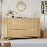 Garvee commode cannelée à 7 tiroirs, bois moderne, protection anti-basculement, chêne - Chêne