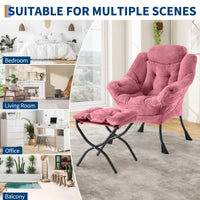 Fauteuil relax Garvee avec repose-pieds, ergonomique et élégant, en peluche rose, idéal pour le salon et le bureau.