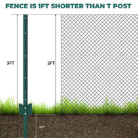 Poteau de clôture métallique Garvee de 91 cm (3 pi) en U, acier de calibre 14, revêtement en poudre vert antirouille, pour jardin et ferme