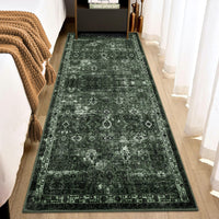 Tapis de couloir antidérapant à poils courts Garvee Boho pour cuisine, entrée, chambre, 80 x 150 cm, vert foncé vintage