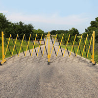 Garvee Barrière de sécurité extensible 488 cm, métal pliable avec roulettes, robuste, pour circulation, jaune et noir
