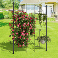 Treillis métallique Garvee en 2 pièces pour plantes grimpantes, 190 x 51 cm, antirouille, revêtement en poudre, 4 panneaux, noir, pour terrasse et jardin.