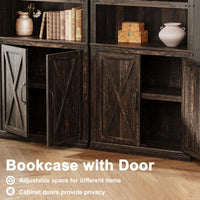 Bibliothèque de style ferme Garvee avec porte, 5 niveaux, 174,6 cm (68,7 pouces), construction robuste en MDF, salon, bureau, couleur bois naturel