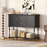 Garvee Table D'entrée 42" Avec 2 Tiroirs Rangement Spacieux Bois Robuste Noir Pour Salon Et Couloir - 
