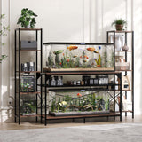 Garvee Support aquarium 76 à 341 l avec prises intégrées, métal robuste 3.7 m, étagères 4 niveaux, usage intérieur, multi-tanks, noir - Marron