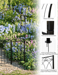 Arche de jardin Garvee de 2,4 m avec portail, métal robuste, résistante aux intempéries, noire, pour mariages et jardins, structure en treillis