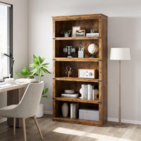 Garvee bibliothèque haute 80 × 32 × 171 cm, 5 niveaux ouverts, finition marron, style industriel