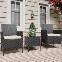 Garvee Ensemble de mobilier de jardin, 3 pièces, rotin PE, balcon/jardin, noir/beige, tous temps, ergonomique