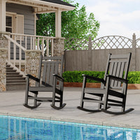 Garvee Fauteuil à bascule d’extérieur en HDPE noir, assise large avec accoudoirs spacieux, résistant aux intempéries, pour jardin et porche