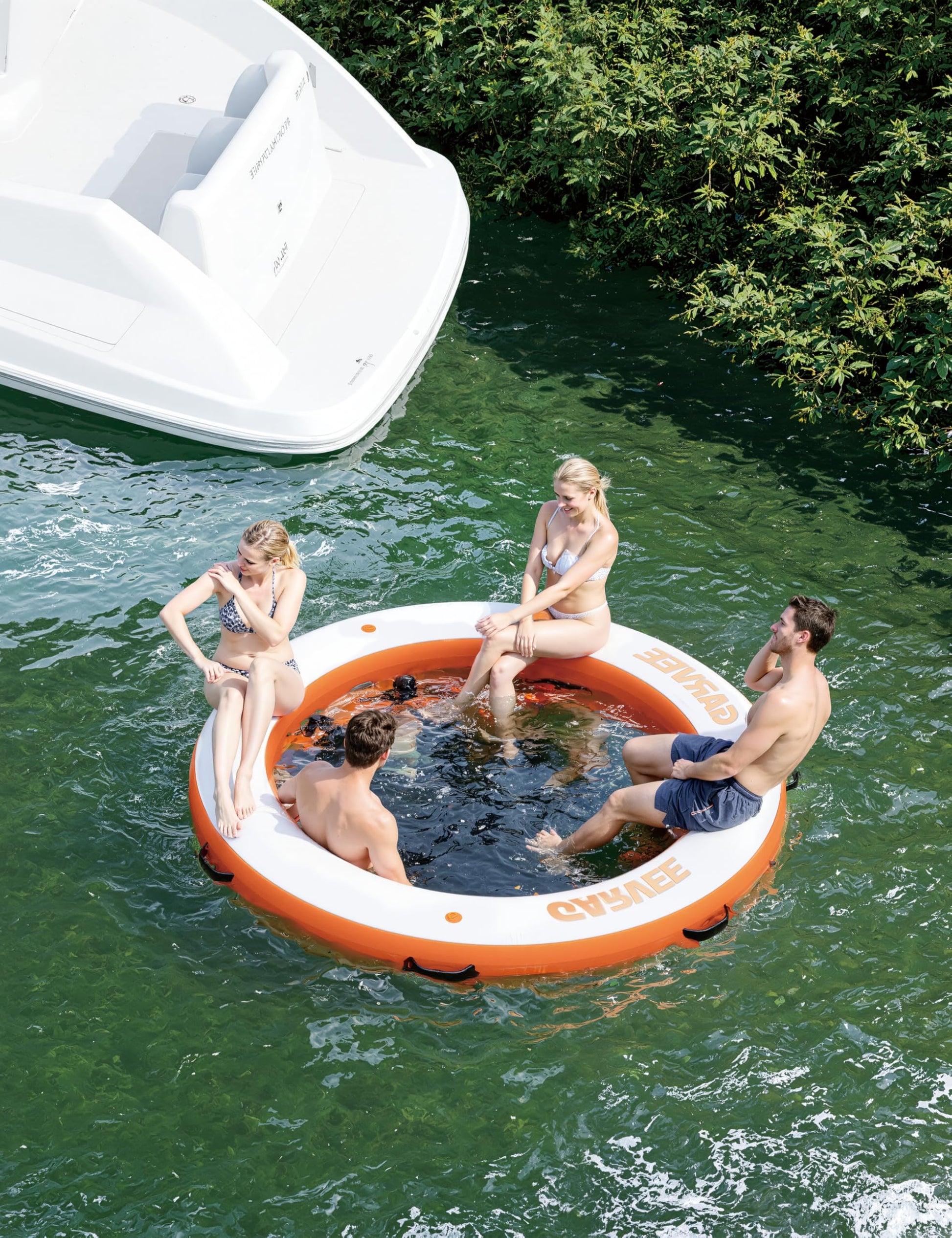 Garvee Hamac flottant gonflable 305 cm ou 244 cm, maille PVC marin, ancrage sécurisé, pour piscine et lac, multicolore.