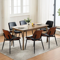 Chaises de salle à manger Garvee, lot de 2, style moderne milieu du siècle, revêtement en similicuir, confortables et ergonomiques, pieds en bois et métal, pour la cuisine et la salle à manger, marron