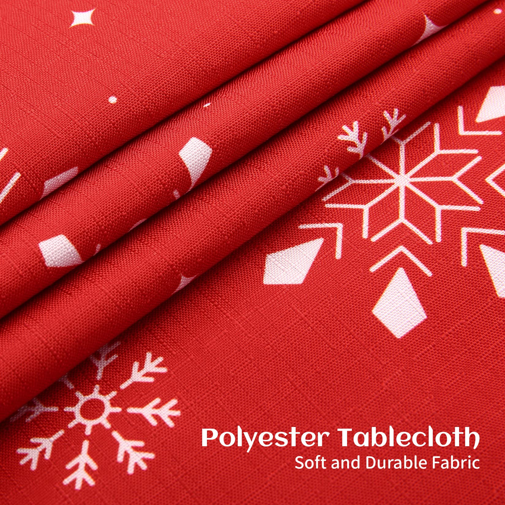 Chemin de table de Noël Garvee avec flocons de neige recto-verso, imperméable, polyester, 33 x 137 cm, rouge, pour la cuisine et les fêtes