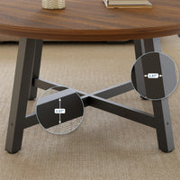 Table basse rectangulaire moderne Garvee 102x52cm en bois robuste marron/noir pour salon et balcon