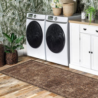 Garvee Vintage Teppich 80 x 150 cm Rutschfest Waschbar Boho Teppich Für Wohnzimmer Schlafzimmer Esszimmer Rotbraun
