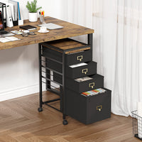 Garvee Caisson de classement mobile 4 tiroirs en tissu, cadre métal, plateau MDF, imperméable et anticorrosion, roulettes, idéal bureau maison.