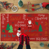 Ensemble de 2 tapis de cuisine et paillassons antidérapants Garvee pour la décoration de Noël, 40 x 60 cm + 40 x 120 cm, rouge festif