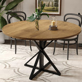 Garvee Table À Manger Ronde 119, 4 cm Base Piédestal K Plateau MDF Résistant Facile À Nettoyer Montage Sans Outil Cuisine Salon Marron - Marron