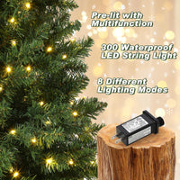 Sapin de Noël artificiel vert Garvee de 1,37 m (4,5 pi) avec 300 lumières DEL, 8 modes d'éclairage, aiguilles en PVC, pot en ciment pour une utilisation intérieure et extérieure, branches denses, vert