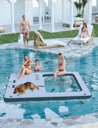 Hamac gonflable aquatique Garvee, ponton flottant, trampoline de 3 m (10 pi), filet marin en PVC, idéal pour les fêtes, piscine, lac, multicolore